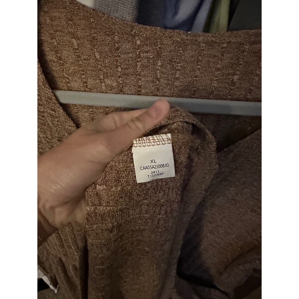 Cupshe Tan Brown Ribbed Knit V-Neck Tiered Ruffle Mini Dress XL - Picture 6 of 7
